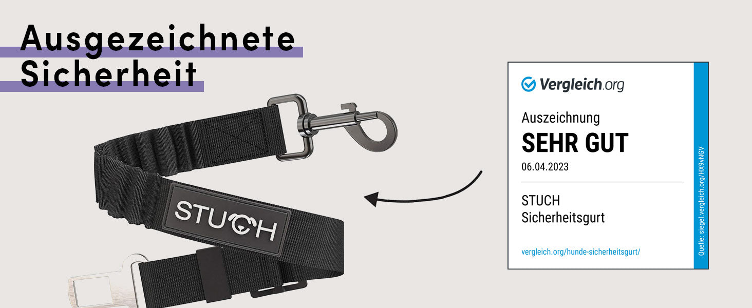 Autogurt für Hund mit Auszeichnung für eine besondere Qualität.