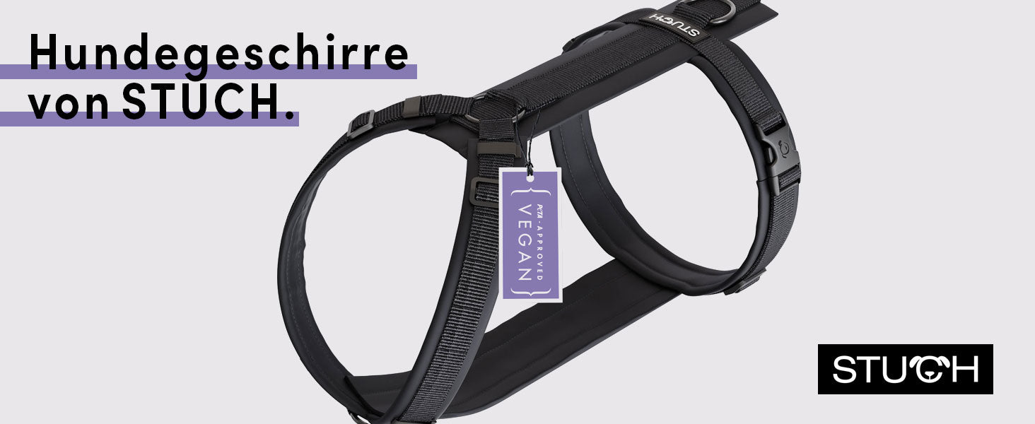 Hundegeschirr in der Farbe Schwarz und mit angenehmer Polsterung