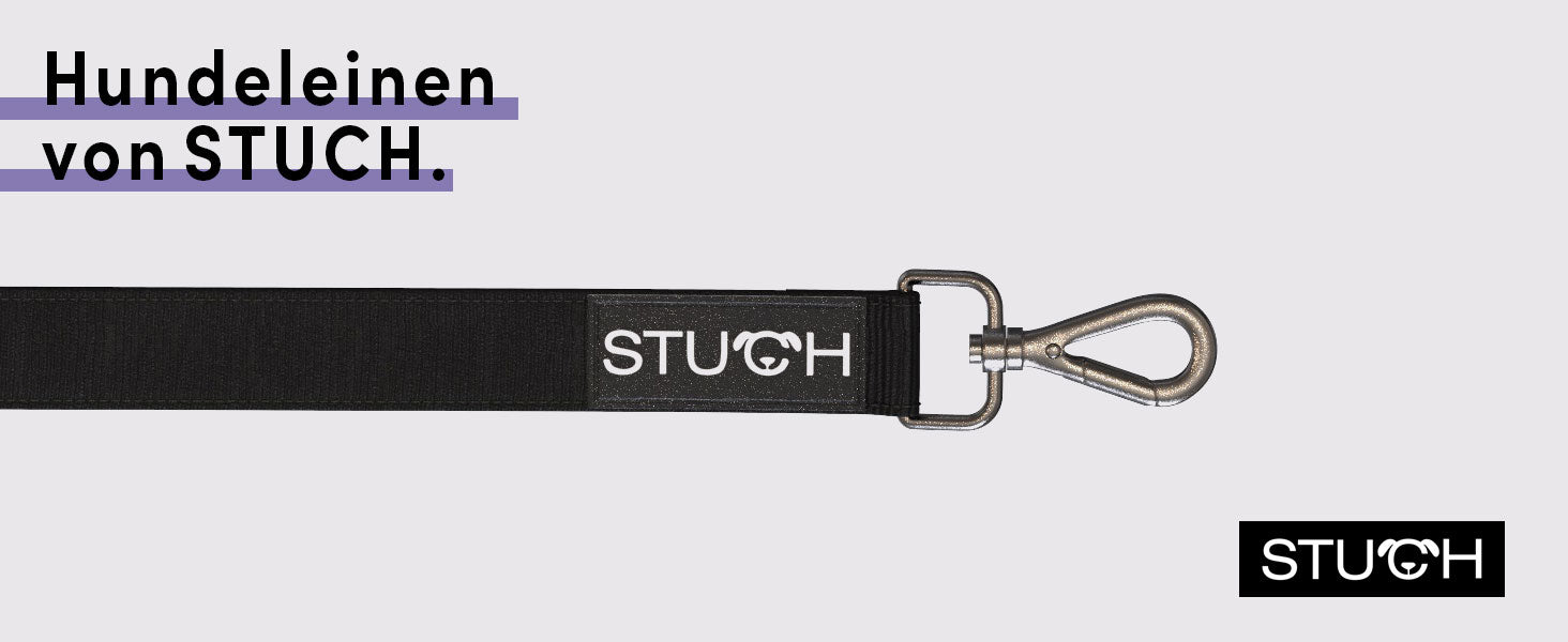 Die Hundeleinen von STUCH Tierliebe in Schwarz. Besonders weich gepolstert.