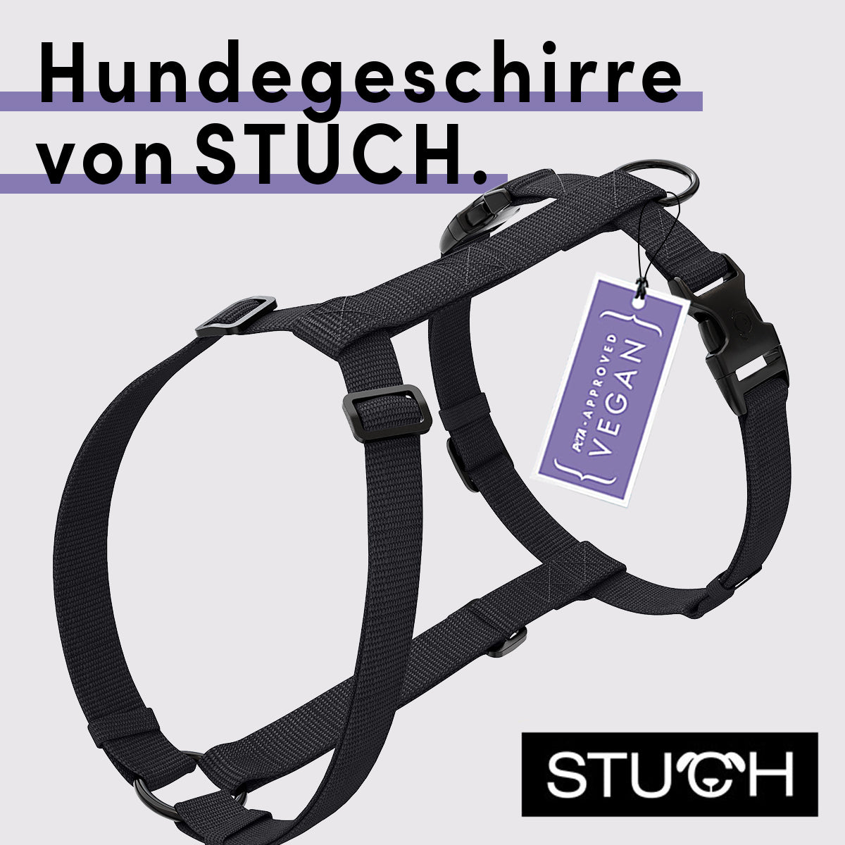 Hundegeschirr Vegan PureControl Schwarz