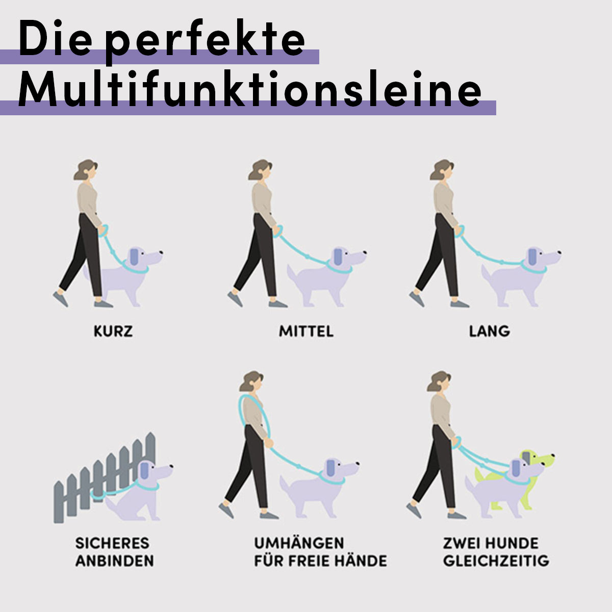Multifunktionsleine für jede Gassi geh Runde. Ob kurz oder lang.