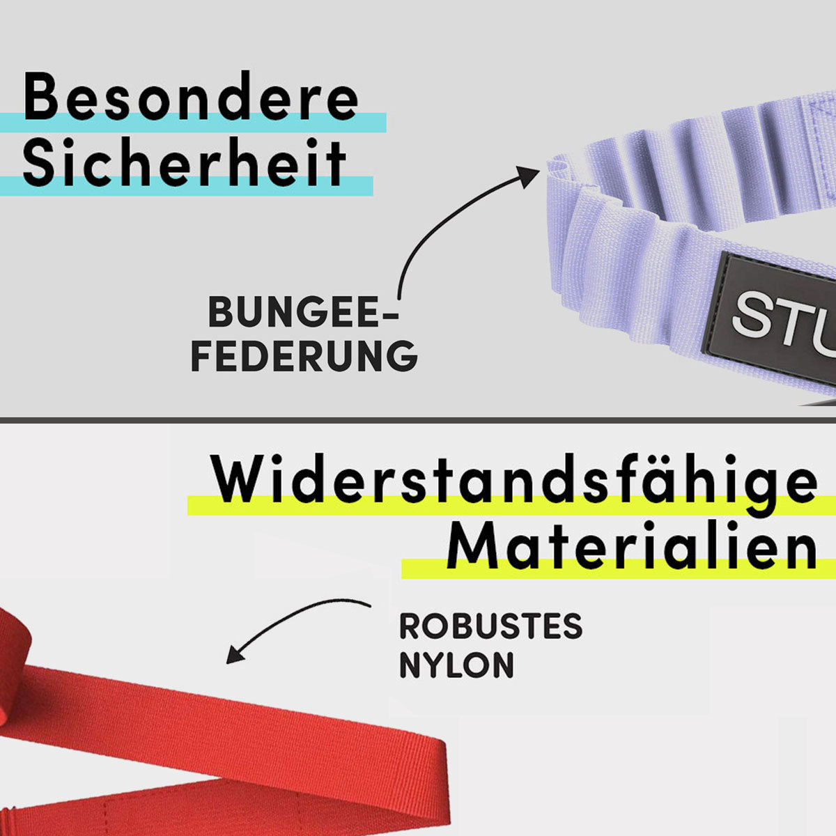 Sichere Autofahrt mit Hund durch Bungee Funktion und robustem Nylongewebe. Die perfekte Sicherheit für den Hund.