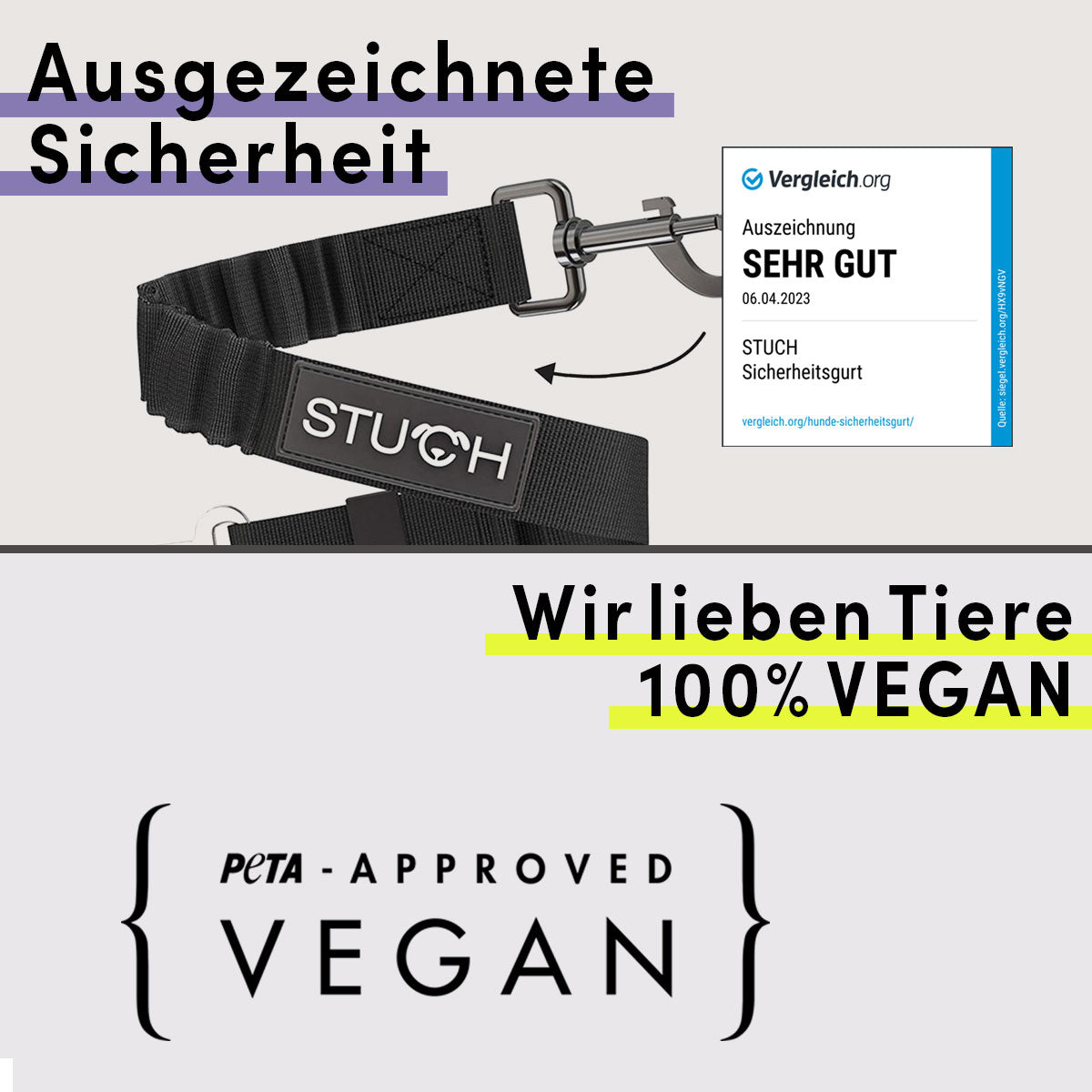 100% Vegane Hundeprodukte fürs Auto. PeTA Zertifiziert.